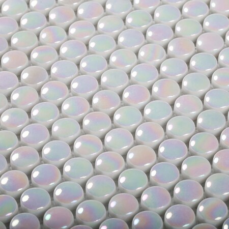 Apollo Tile Sample of White Pearl Bead 12.5"x12.8" Glass Mosaic Tile APLVRE9910EC59 Sample